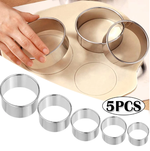 Kitchen Gadgets Design - 5PCS Round Stainless Steel Biscuit Mold