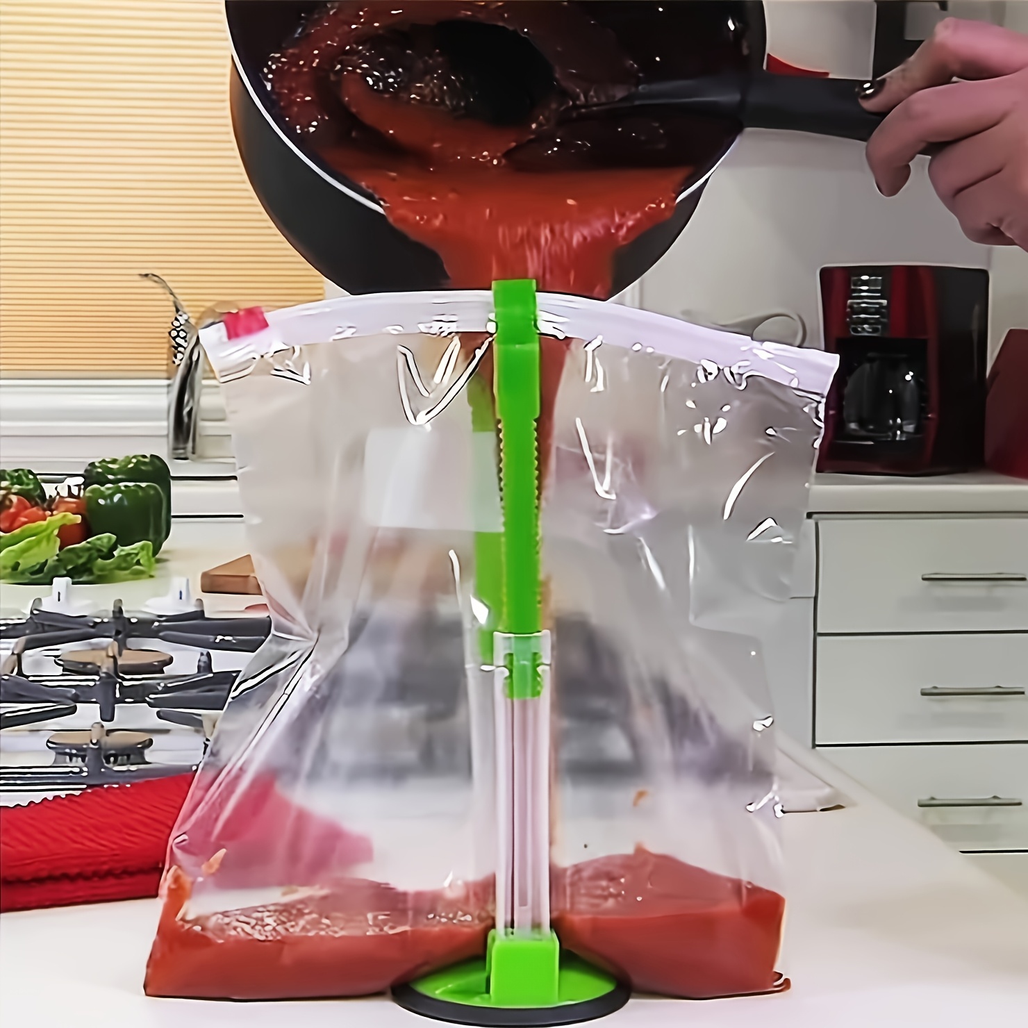 Zipper Bag Holder Plastic Adju - Kitchen Gadgets Rack Storage ulasan dan harga