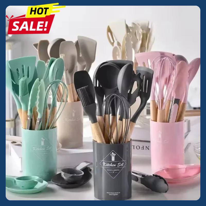 12Pcs Silicone Utensils Set No - Silicone Spatula Set ulasan dan harga