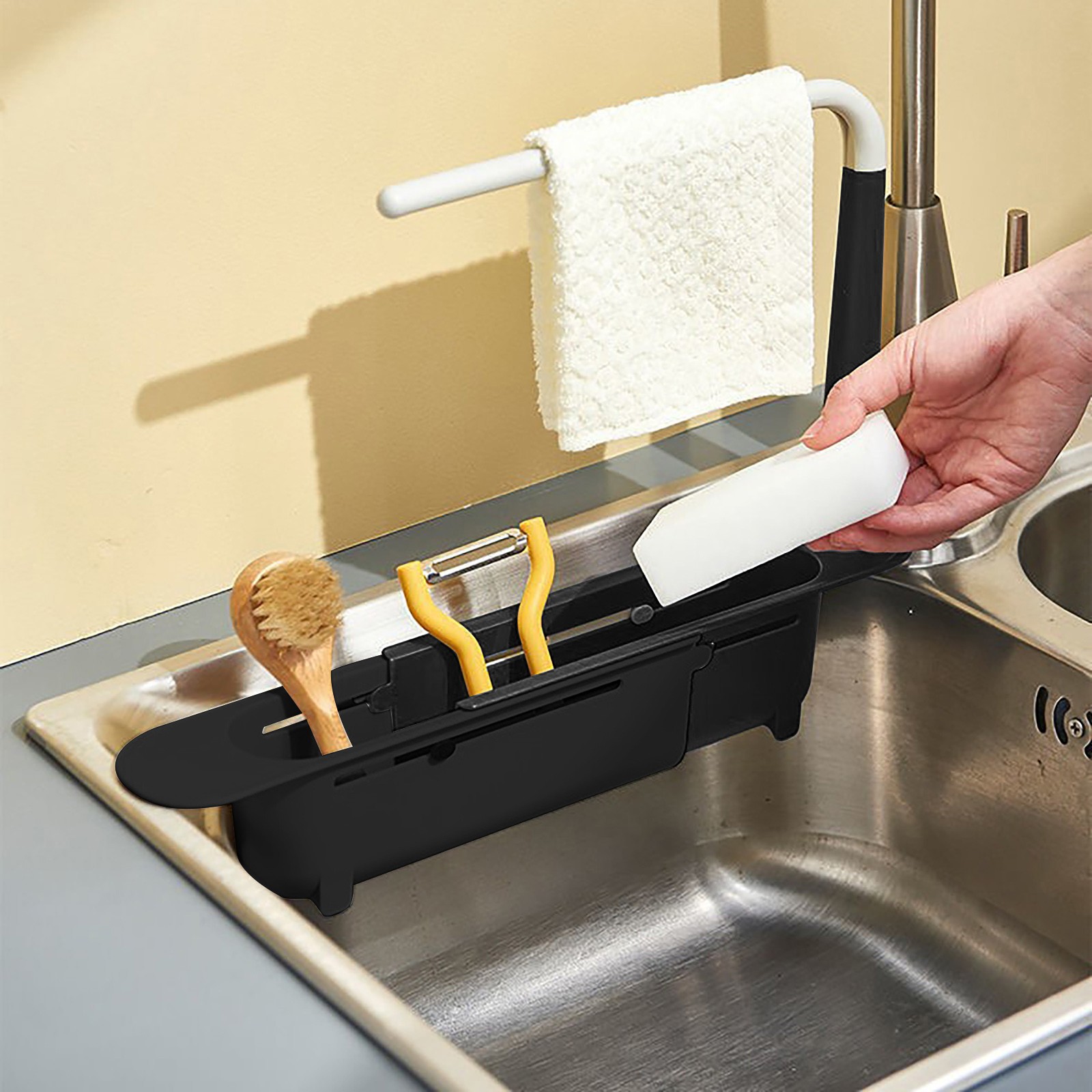 elescopic Sink Shelf Drainer R - Kitchen Gadgets Rack Storage ulasan dan harga