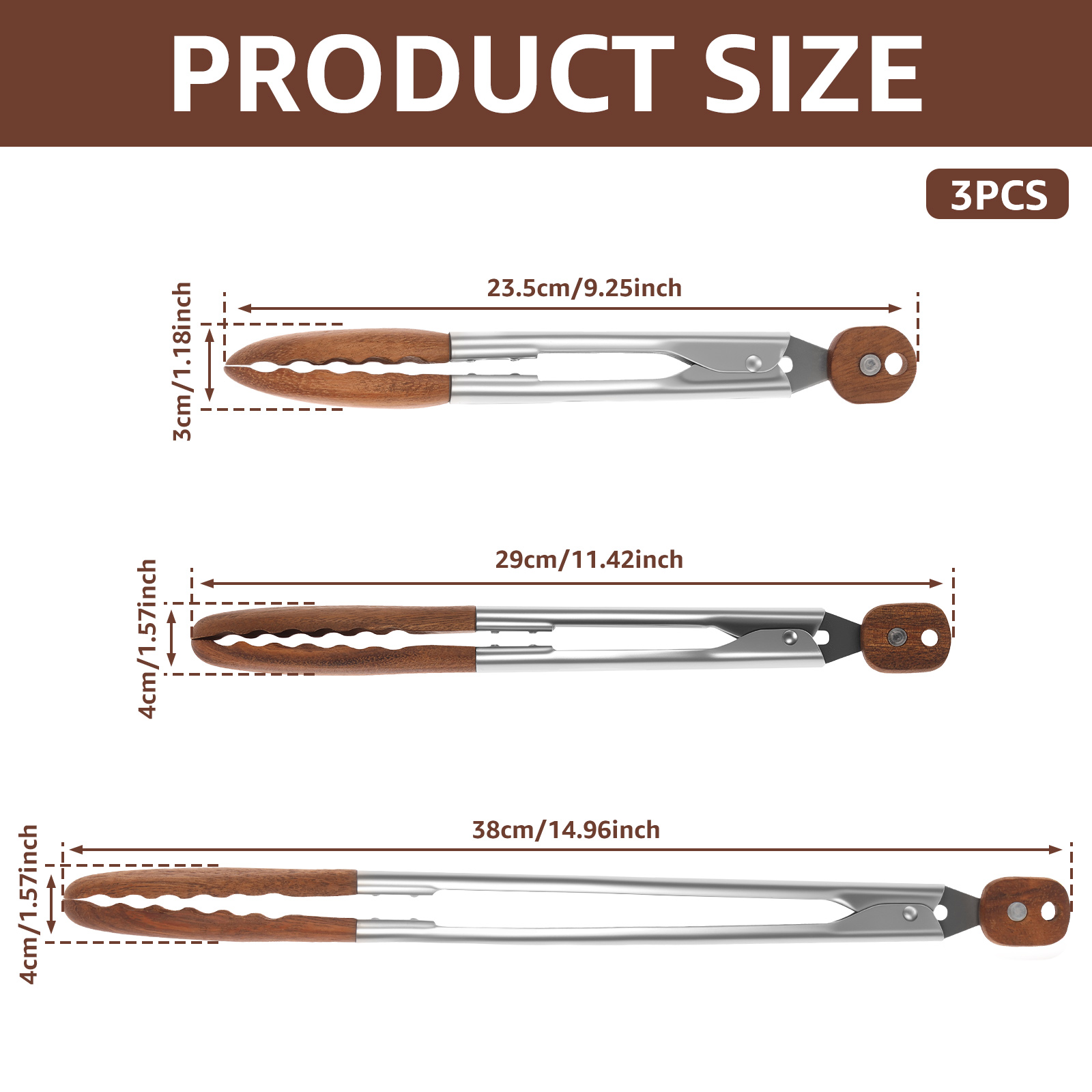 2/3 Pcs Food Tongs Walnut Wood - Kitchen Gadgets Pakistan ulasan dan harga