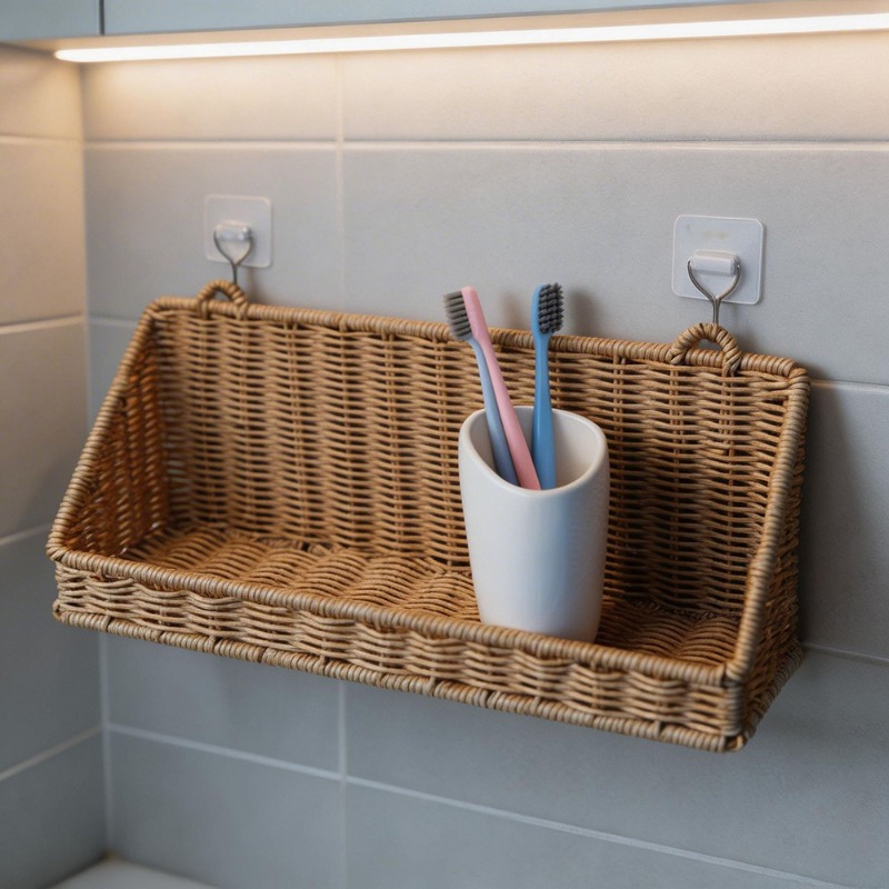 Woven Rattan Hanging Storage B - Kitchen Gadgets Rack Storage ulasan dan harga