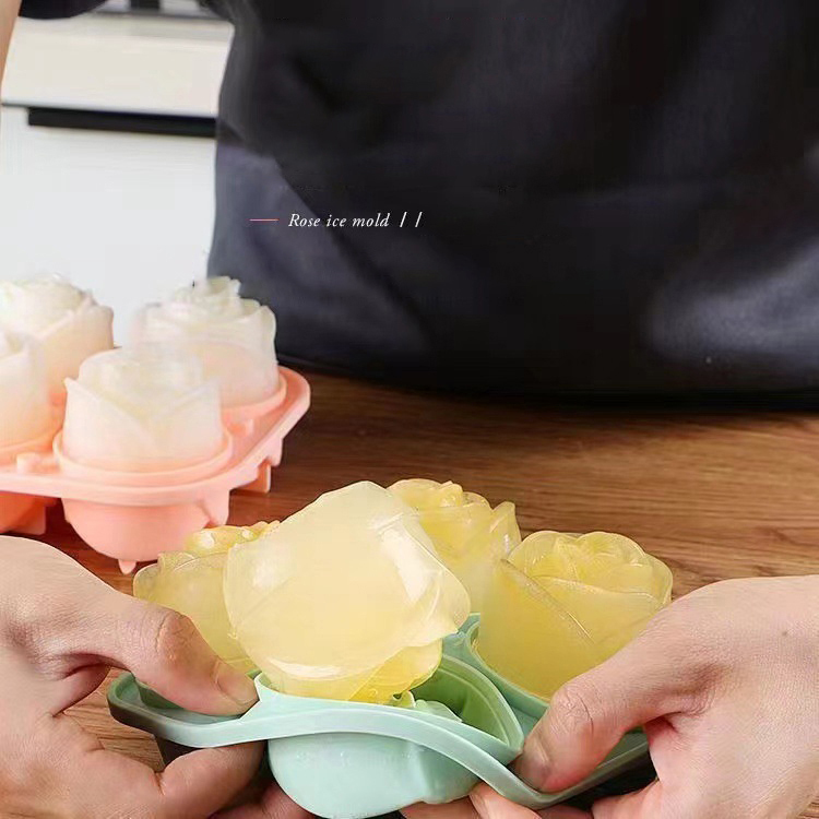 3D Rose Ice Molds 4 Holes Ice  - Kitchen Utensil Holder ulasan dan harga