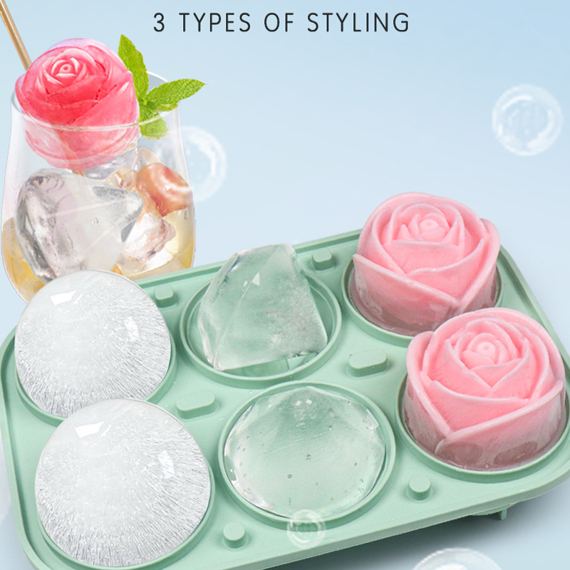 3D Rose Diamond Round Ice Cube - Kitchen Utensil Holder ulasan dan harga