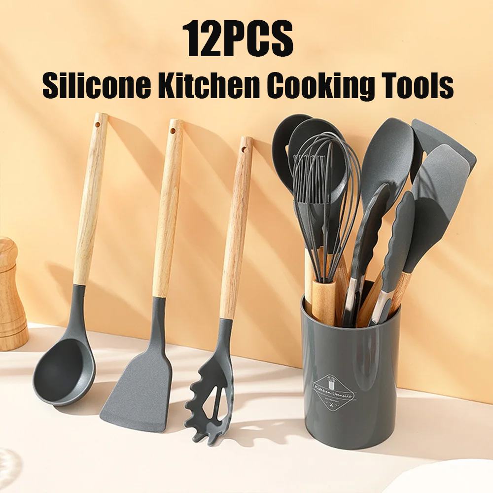 12PCS Silicone Kitchen Utensil - Silicone Spatula Set ulasan dan harga