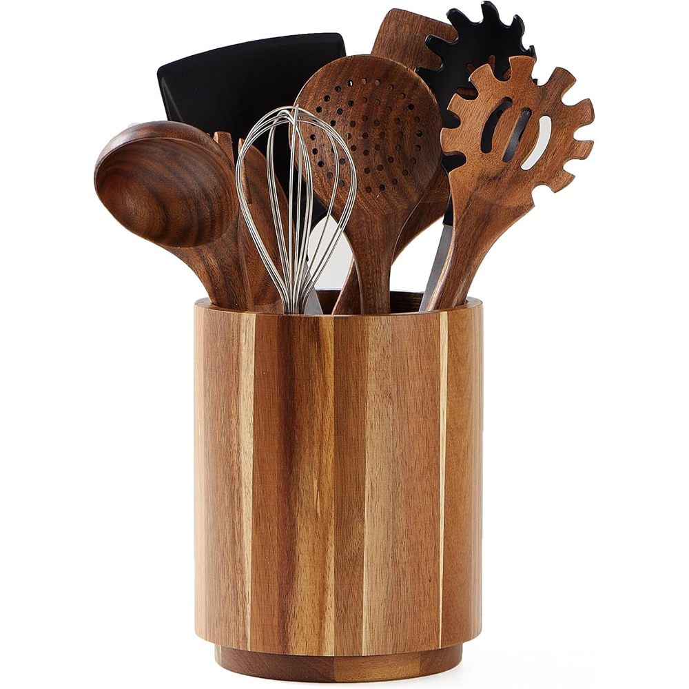 Acacia Wood Utensil Holder for - Kitchen Utensil Holder ulasan dan harga